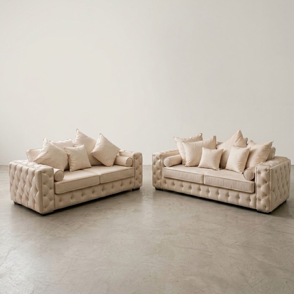 Ashton Chesterfield Sofa by Barki Sofa Hub — cream 3+2 set