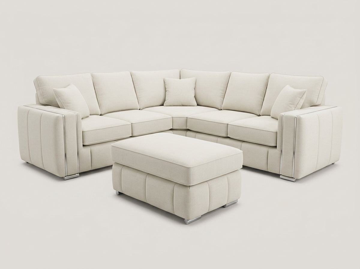 Lilly Alaska Sofa by Barki Sofa Hub — cream corner, shown with footstool