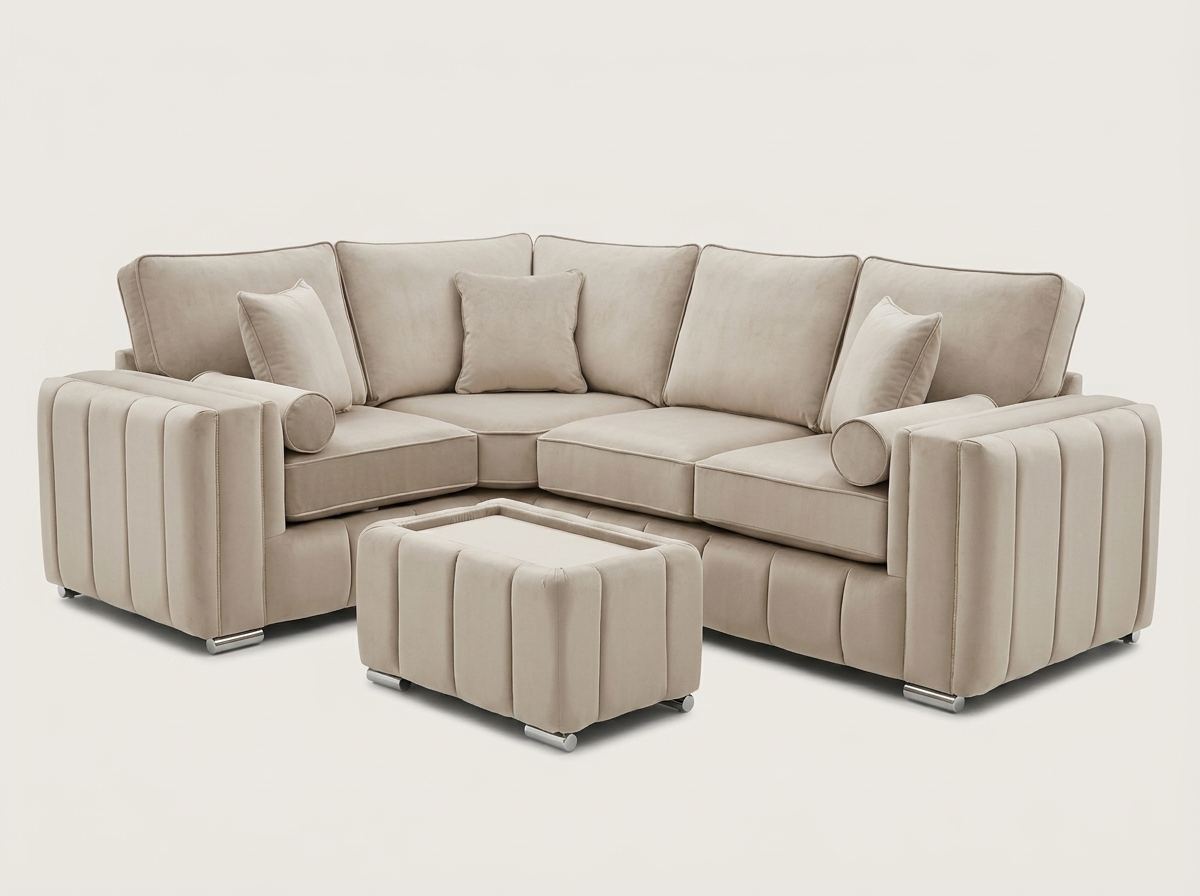Lilly Alaska Sofa by Barki Sofa Hub — cream corner, shown with footstool