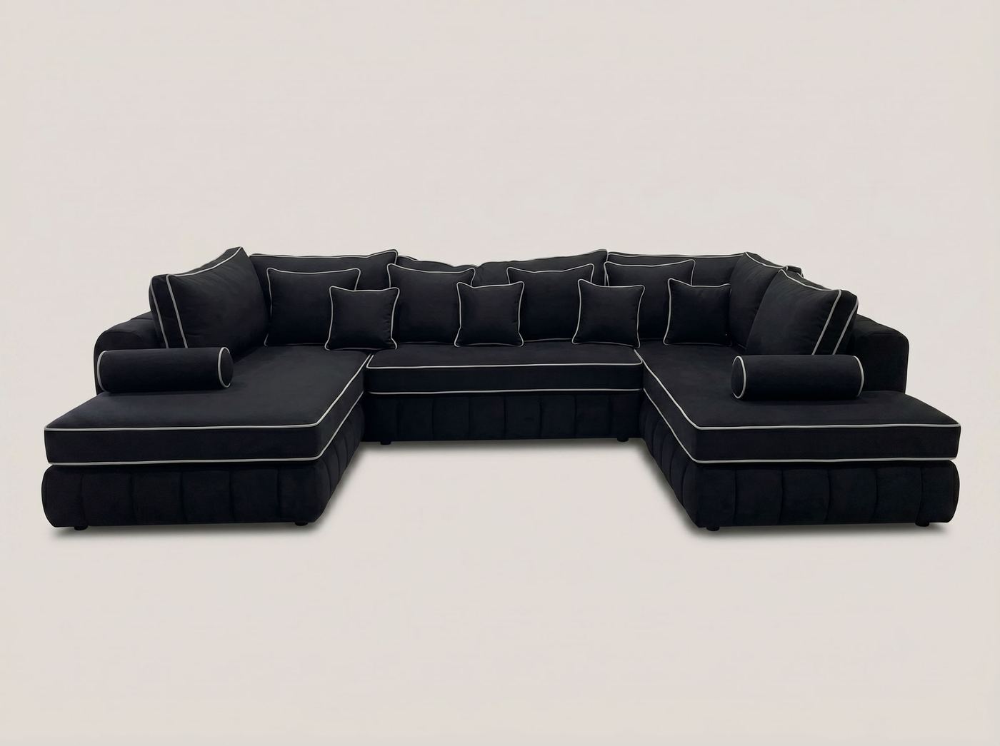 Lilly U-Shape Sofa by Barki Sofa Hub — black with contrast piping